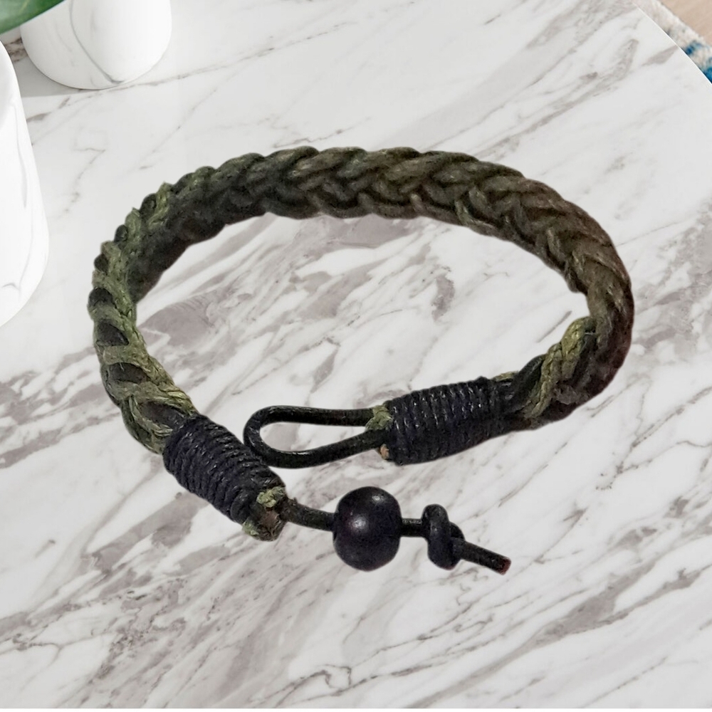 Braided Green and Black Bracelet